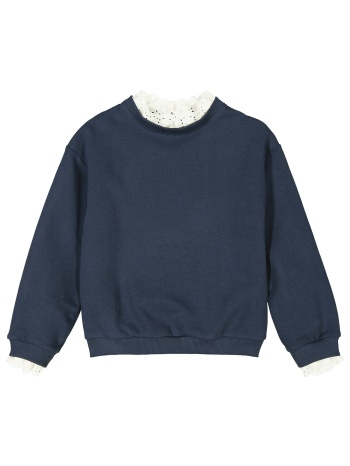 φούτερ από φανέλα με λεπτομέρειες από κοφτό κέντημα