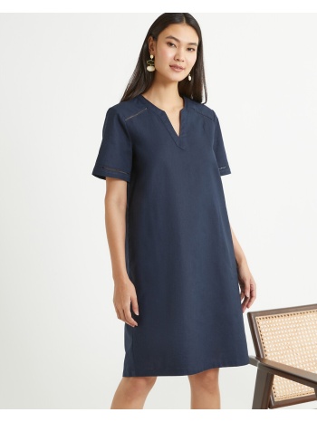ίσιο κοντομάνικο φόρεμα με λινό στη σύνθεση σε προσφορά