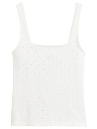 αμάνικη πουά μπλούζα με τετράγωνη λαιμόκοψη