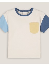 κοντομάνικο t-shirt color block με στρογγυλή λαιμόκοψη