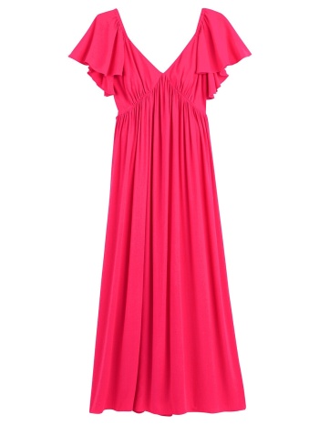 μακρύ σεμιζιέ φόρεμα με βολάν στα μανίκια σε προσφορά