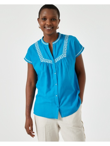 κοντομάνικη μπλούζα με κέντημα και στρογγυλή λαιμόκοψη σε προσφορά
