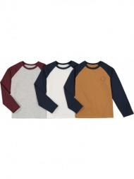 σετ 3 μακρυμάνικες μπλούζες με μήνυμα στο στήθος