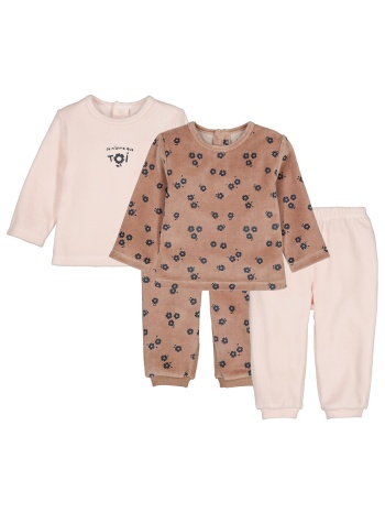 σετ 2 βελουτέ πιτζάμες με φλοράλ μοτίβο σε προσφορά