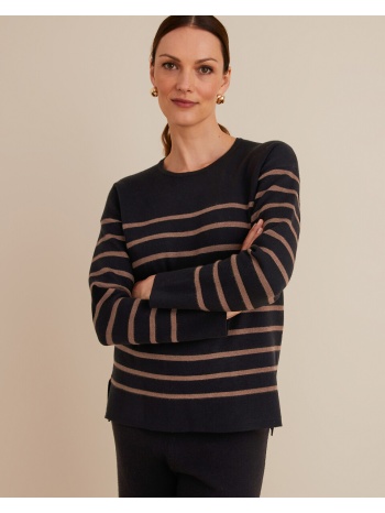 λεπτό ριγέ πλεκτό με στρογγυλή λαιμόκοψη