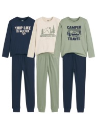 σετ 3 πιτζάμες από ζέρσεϊ με μοτίβο βουνά