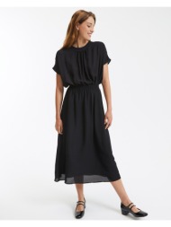 μακρύ εβαζέ φόρεμα με λάστιχο και σφηκοφωλιά στη μέση