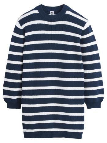 ίσιο πλεκτό μακρυμάνικο φόρεμα με ρίγες