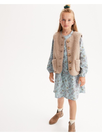 φόρεμα με κουμπιά από βαμβακερή γάζα με φλοράλ μοτίβο