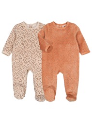 σετ 2 βελουτέ πιτζαμάκια εμπριμέ με μοτίβο κηλίδες