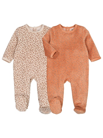 σετ 2 βελουτέ πιτζαμάκια εμπριμέ με μοτίβο κηλίδες