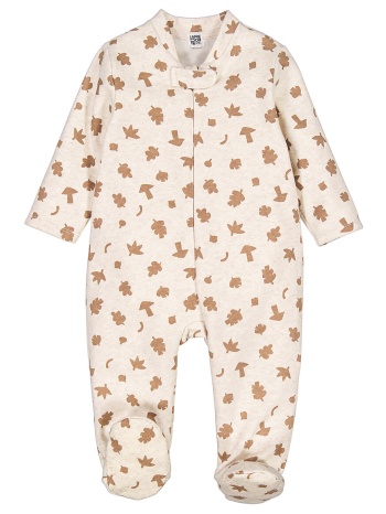 ολόσωμη πιτζάμα από φανέλα με μοτίβα φύλλα και μανιτάρια