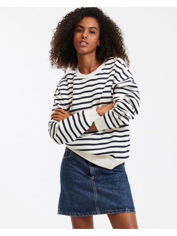 φούτερ με ρίγες και στρογγυλή λαιμόκοψη