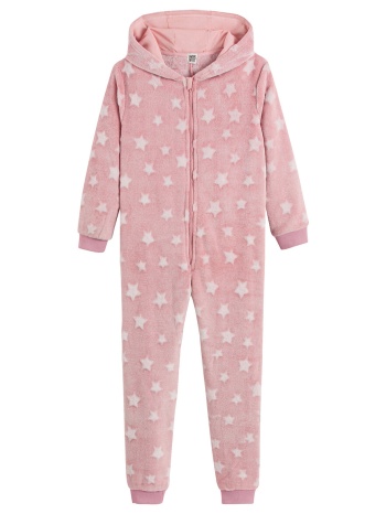 ολόσωμη πιτζάμα με κουκούλα και μοτίβο αστέρια