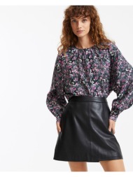 μακρυμάνικη εμπριμέ μπλούζα με στρογγυλή λαιμόκοψη