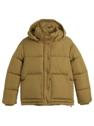 κοντό καπιτονέ μπουφάν με κουκούλα