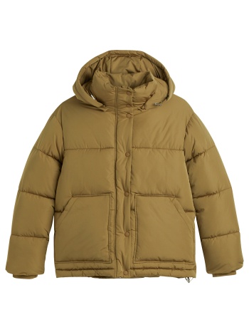 κοντό καπιτονέ μπουφάν με κουκούλα