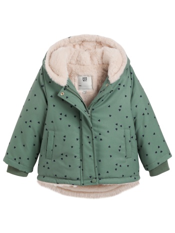 ζεστό παρκά με κουκούλα και γούνινη επένδυση