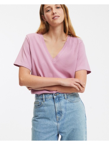 κοντομάνικη μπλούζα με v