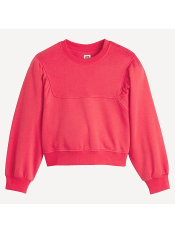 φανελένιο φούτερ με στρογγυλή λαιμόκοψη