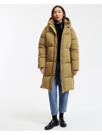 μακρύ καπιτονέ μπουφάν με κουκούλα