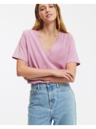 κοντομάνικη μπλούζα με v