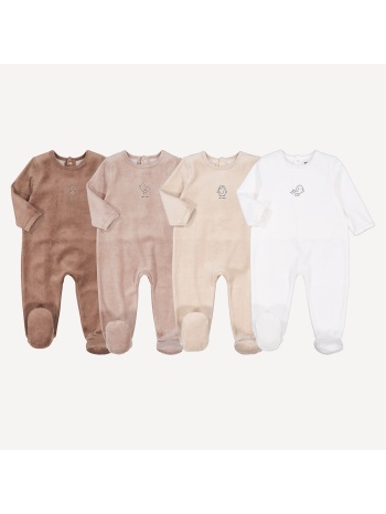 σετ 4 βελουτέ πιτζαμάκια με μοτίβο ζώα