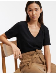 κοντομάνικη λινή μπλούζα ...