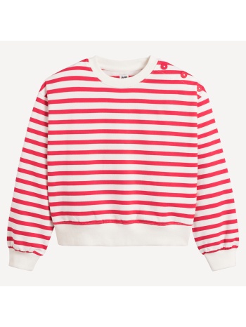 φανελένιο ριγέ φούτερ με στρογγυλή λαιμόκοψη