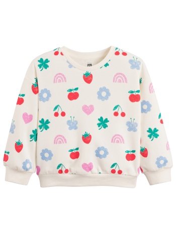 εμπριμέ φούτερ από φανέλα με στρογγυλή λαιμόκοψη