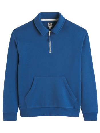 φούτερ με πόλο γιακά και φερμουάρ από φανέλα