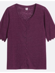 λινή κοντομάνικη μπλούζα