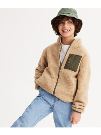 φούτερ με όρθιο λαιμό και φερμουάρ από sherpa