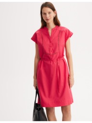 κοντομάνικο μίντι φόρεμα σε ίσια γραμμή