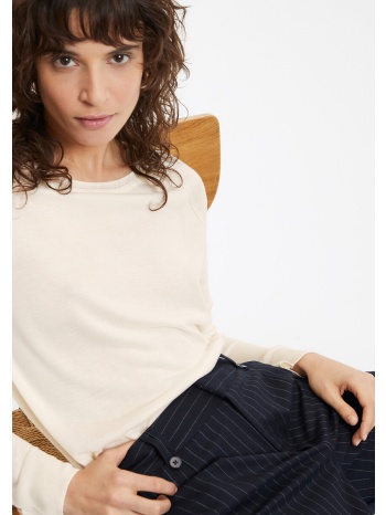 μακρυμάνικο πλεκτό με λεπτή πλέξη και στρογγυλή λαιμόκοψη