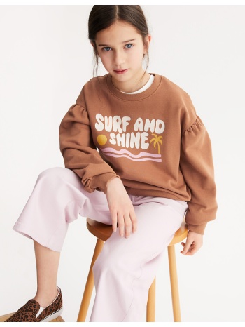 φούτερ από φανέλα με στρογγυλή λαιμόκοψη και μήνυμα μπροστά