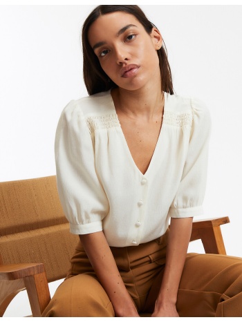 κοντομάνικο χυτό πουκάμισο με v