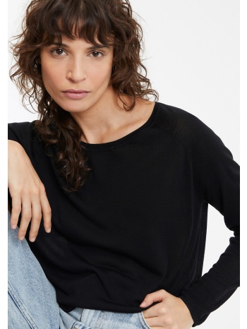 μακρυμάνικο πλεκτό με λεπτή πλέξη και στρογγυλή λαιμόκοψη