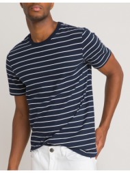 κοντομάνικη ριγέ μπλούζα από οργανικό βαμβάκι