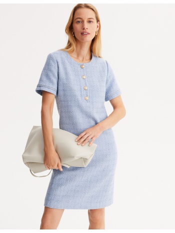 κοντομάνικο μίντι φόρεμα από τουίντ σε προσφορά