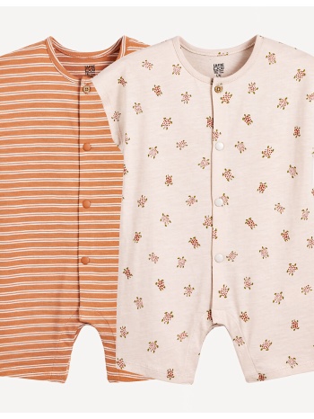 σετ 2 εμπριμέ ολόσωμα φορμάκια με κοντά μπατζάκια από ζέρσεϊ