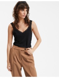 αμάνικη μπλούζα με v και λεπτομέρειες από δαντέλα