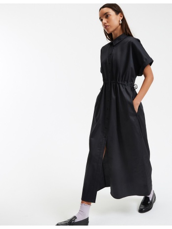 μακρύ φόρεμα με σούρες και μακριά μανίκια