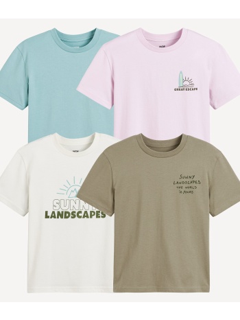 σετ 4 t-shirt με στρογγυλή λαιμόκοψη