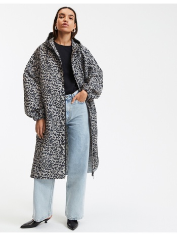 μακρύ αντιανεμικό μπουφάν με εμπριμέ μοτίβο και κουκούλα σε προσφορά