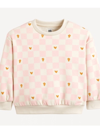 φούτερ από φανέλα με στρογγυλή λαιμόκοψη και μοτίβο