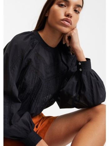 μπλούζα με στρογγυλή λαιμόκοψη και κέντημα