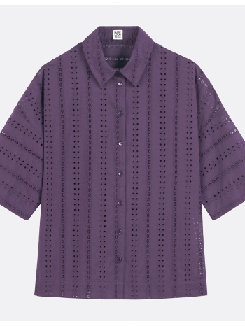 φαρδύ πουκάμισο με κοφτό κέντημα και μανίκια μέχρι τους