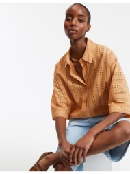 φαρδύ πουκάμισο με κοφτό κέντημα και μανίκια μέχρι τους αγκώνες