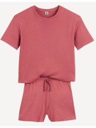 πιτζάμα με σορτς και αζούρ σχέδιο ύφανσης